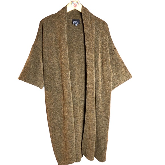 Wool blend longline duster sweater cropped kimono  sleeves and removable… - Picture 6 of 11